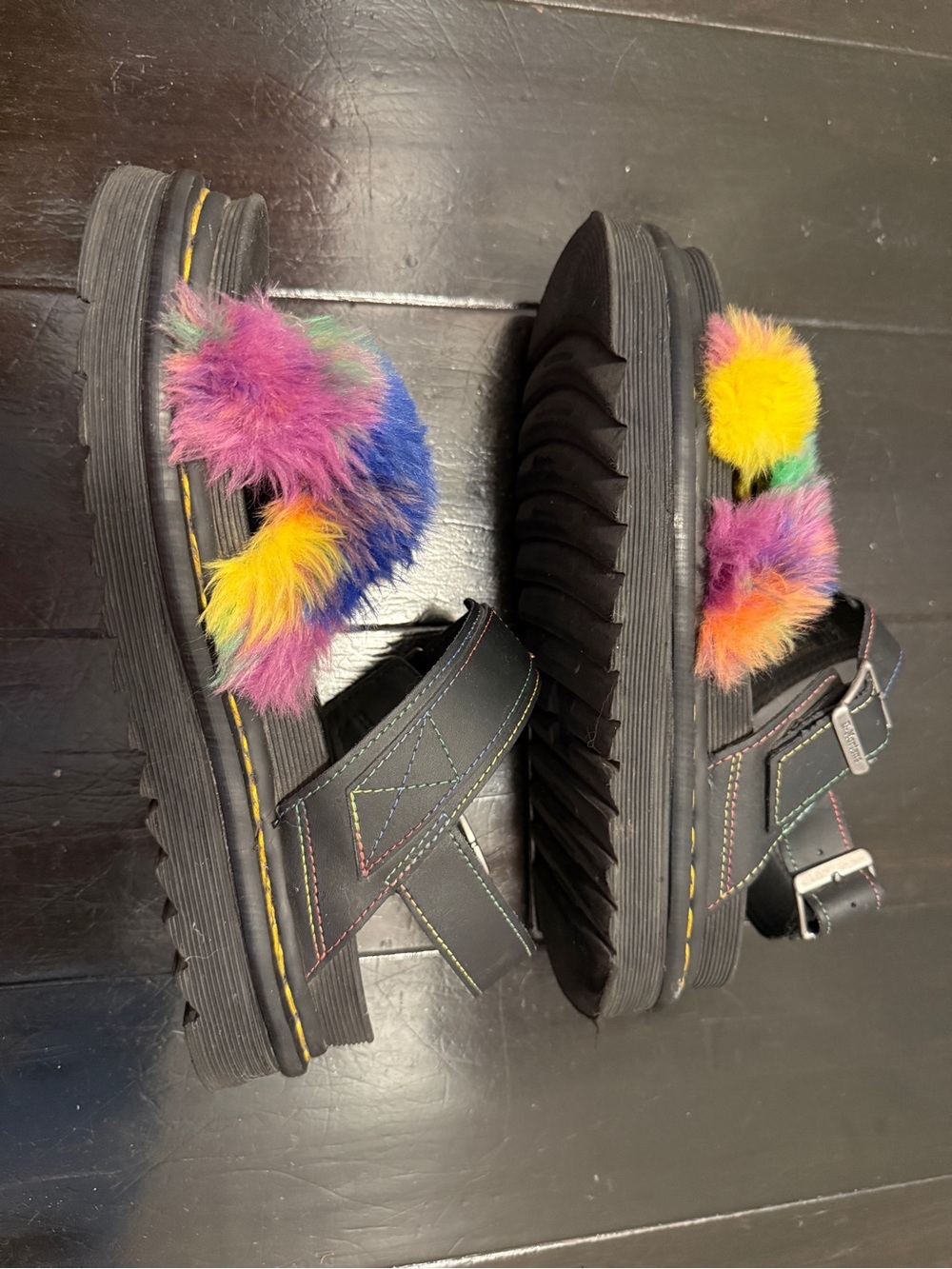 Dr. Martens VOSS II FLUFFY FAUX FUR STRAP SANDALS - Picture 7 of 13